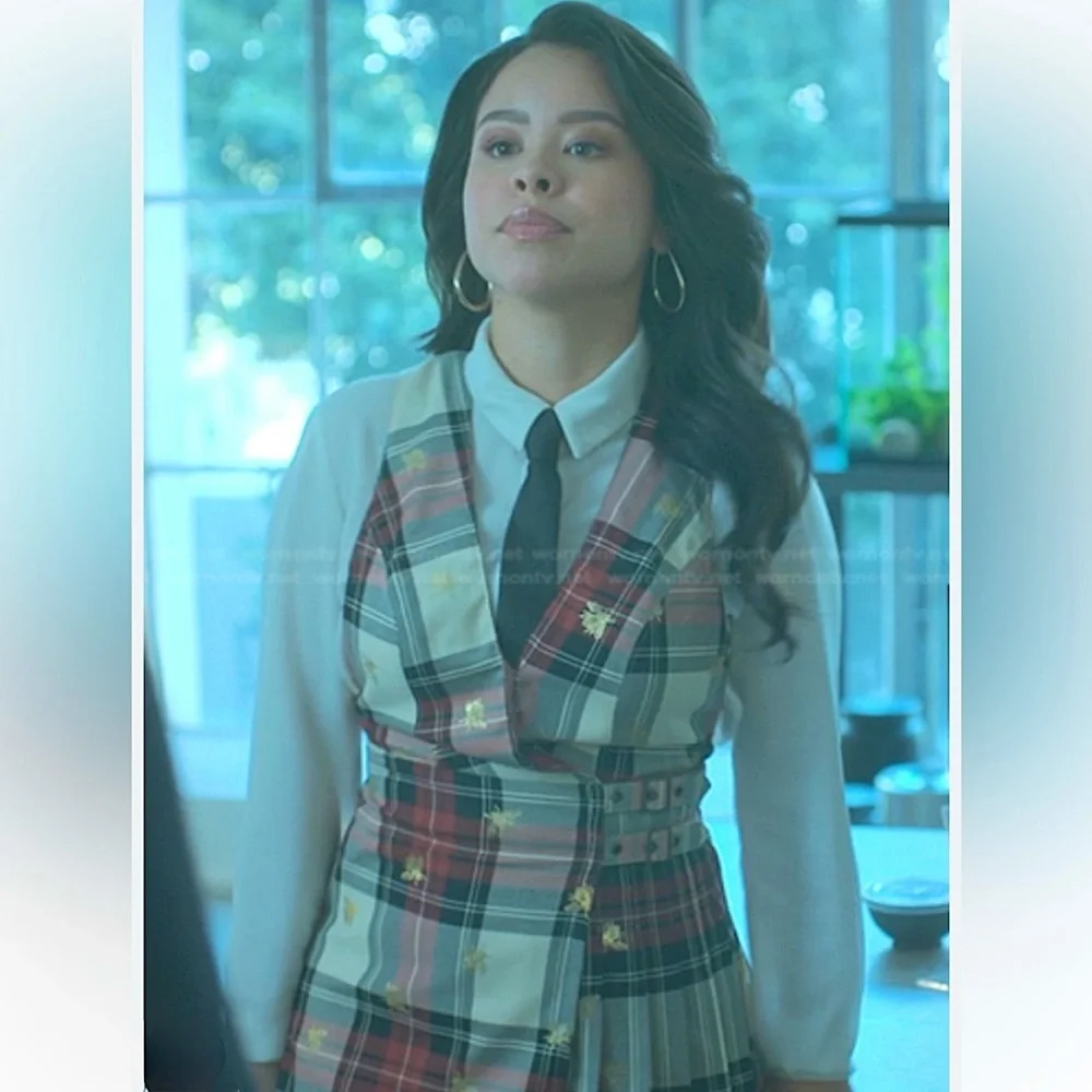 NWT Urban Outfitters Chandler Plaid Gold Bee Jumper Dress Sz Medium - Picture 4 of 10